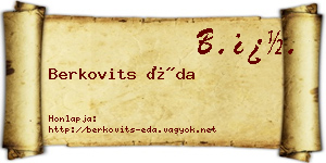 Berkovits Éda névjegykártya